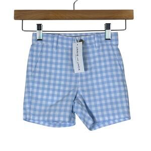 NWT Janie and Jack Shorts Boys 18-24M Blue 100% Cotton Gingham Preppy Classic